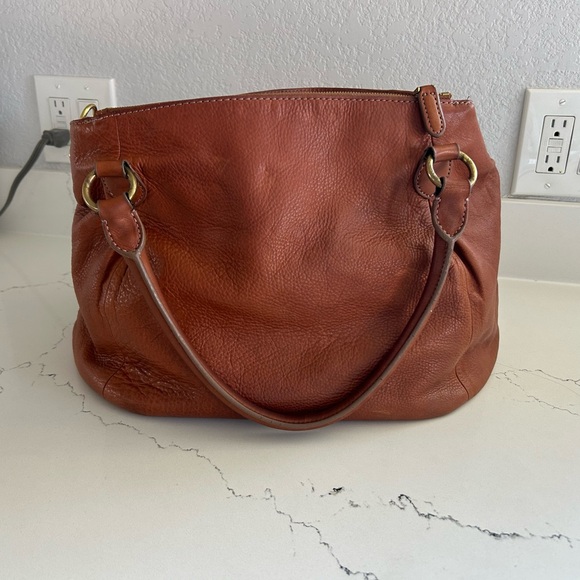 J. Crew Brompton Hobo Bag Cognac Brown Leather with Brass Hardware - Picture 8 of 16